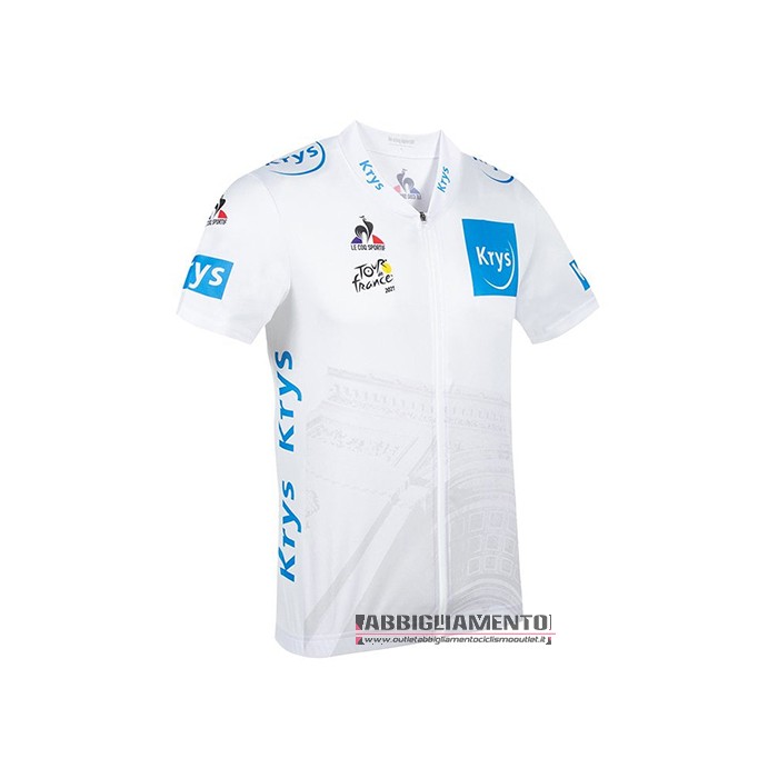 Abbigliamento Tour de France 2021 Manica Corta e Pantaloncino Con Bretelle Bianco - Clicca l'immagine per chiudere